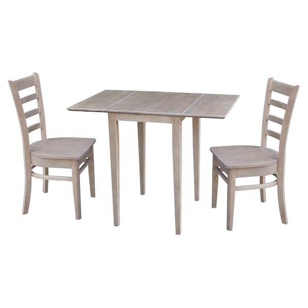 International Concepts Rectangle Small Dual Drop Leaf Table, 2 Chairs, Gray Taupe, 20.6 in W, 36 in L, 29 in H, Wood K09-2236D-C617-2 - main